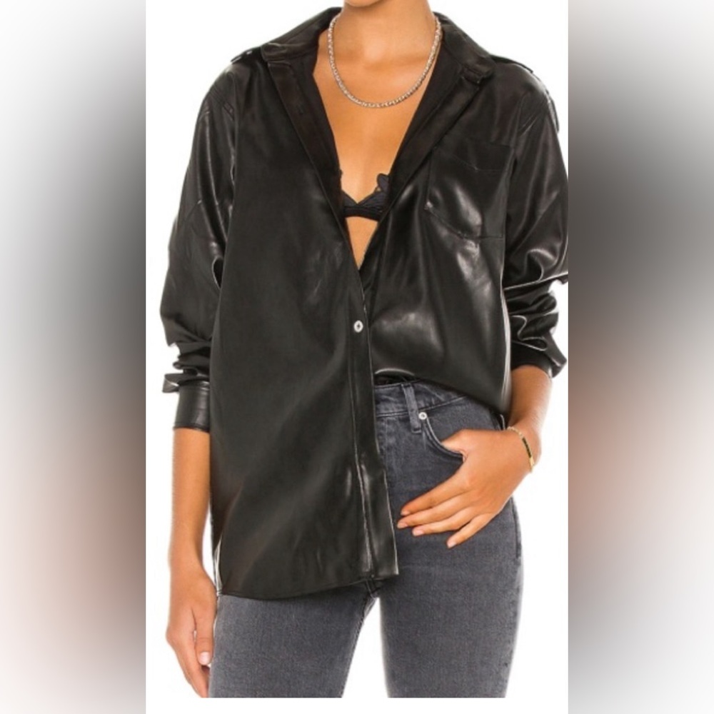 #960 NWT WeWoreWhat Black Button Down Shirt - Picture 2 of 10
